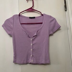 Gently used Brandy Melville short sleeve crop top button front -violet size s